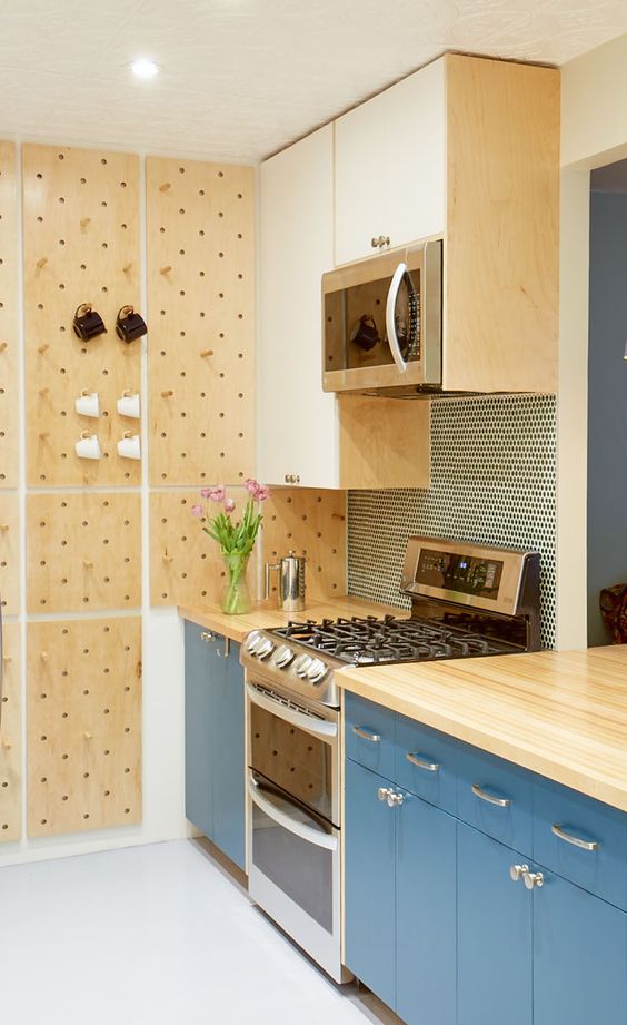 Kitchen Storage Using Pegboards